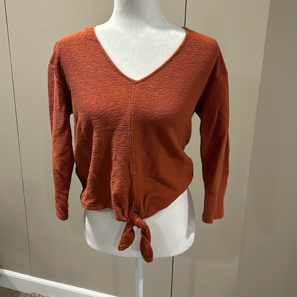 MADEWELL RUST V-NECK TOP SIZE S